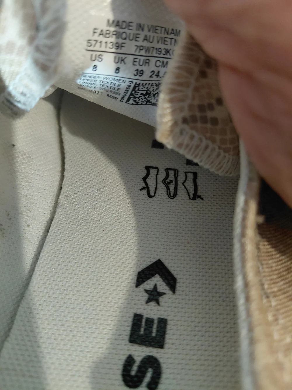 Converse Low Top Sneakers in Beige Snake Print and White
